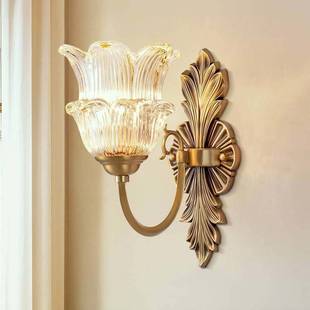 美式 轻奢灯具 壁灯卧室床头灯全铜复古客厅电视沙发背景墙主卧法式