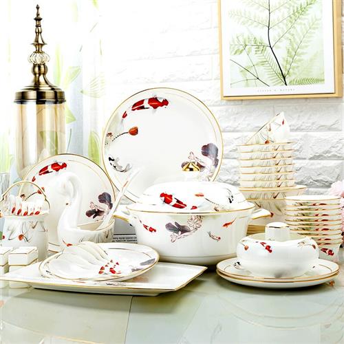 景德镇陶瓷器中式餐具套装碗盘家用盘子碗具组合碗碟套装结婚送礼