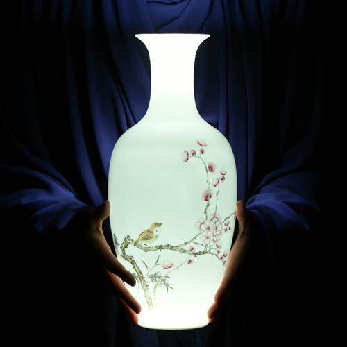 loyo景德镇粉彩手绘花瓶陶瓷器新中式客厅装饰摆件插花家居桌面工