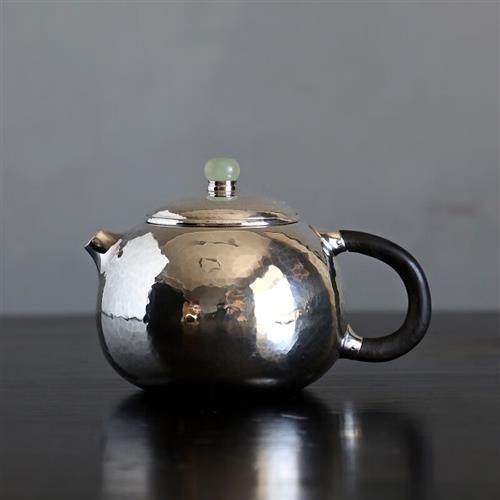 纯银时代 鎏金西施纯银泡茶壶足银999纯手工银茶壶送礼茶具200ml