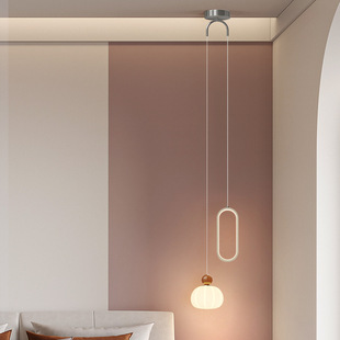 批发法式 奶油风卧室床头吊灯现代简约南瓜主卧吊线灯高级感小吊灯