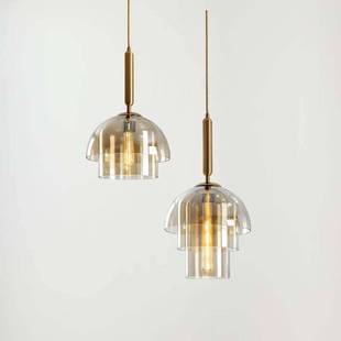 设计师款 工业风吧台吊灯创意高级感玻璃灯具 现代轻奢餐厅灯美式