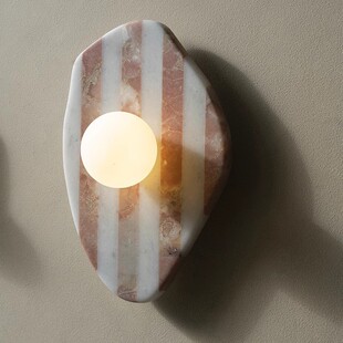 天然大理石壁灯中古侘寂风别墅客厅卧室样板房轻奢背景墙玄关壁灯