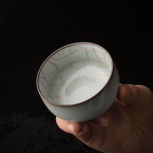三勤堂 茶杯陶瓷品茗杯景德镇功夫茶具开片官窑小单杯主人杯S4407
