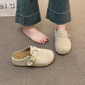 厚底包头半拖鞋 女2026新款 小个子气质勃肯鞋 春季 增高法式 拖0127z