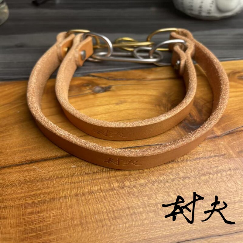 村夫定制款宠物项圈一拉紧狗狗项圈细狗脖套防勒伤村夫纯手工制作