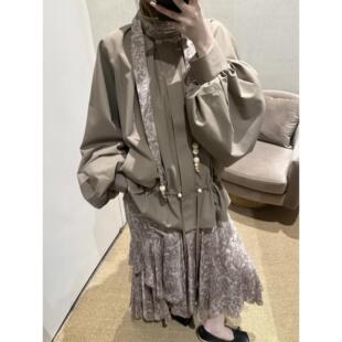 【zui高品质】cello穿搭风装饰灯笼袖风衣收腰立领廓形外套夹克女