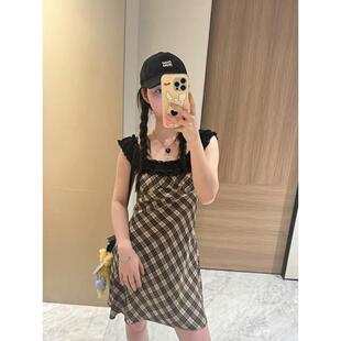 【zui高品质】marchen明星同款千金风连衣裙拼接花边显瘦背心裙