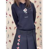 shushu钉珠花朵装 zui高品质 饰羊毛连帽毛衣宽褶半身裙子sst