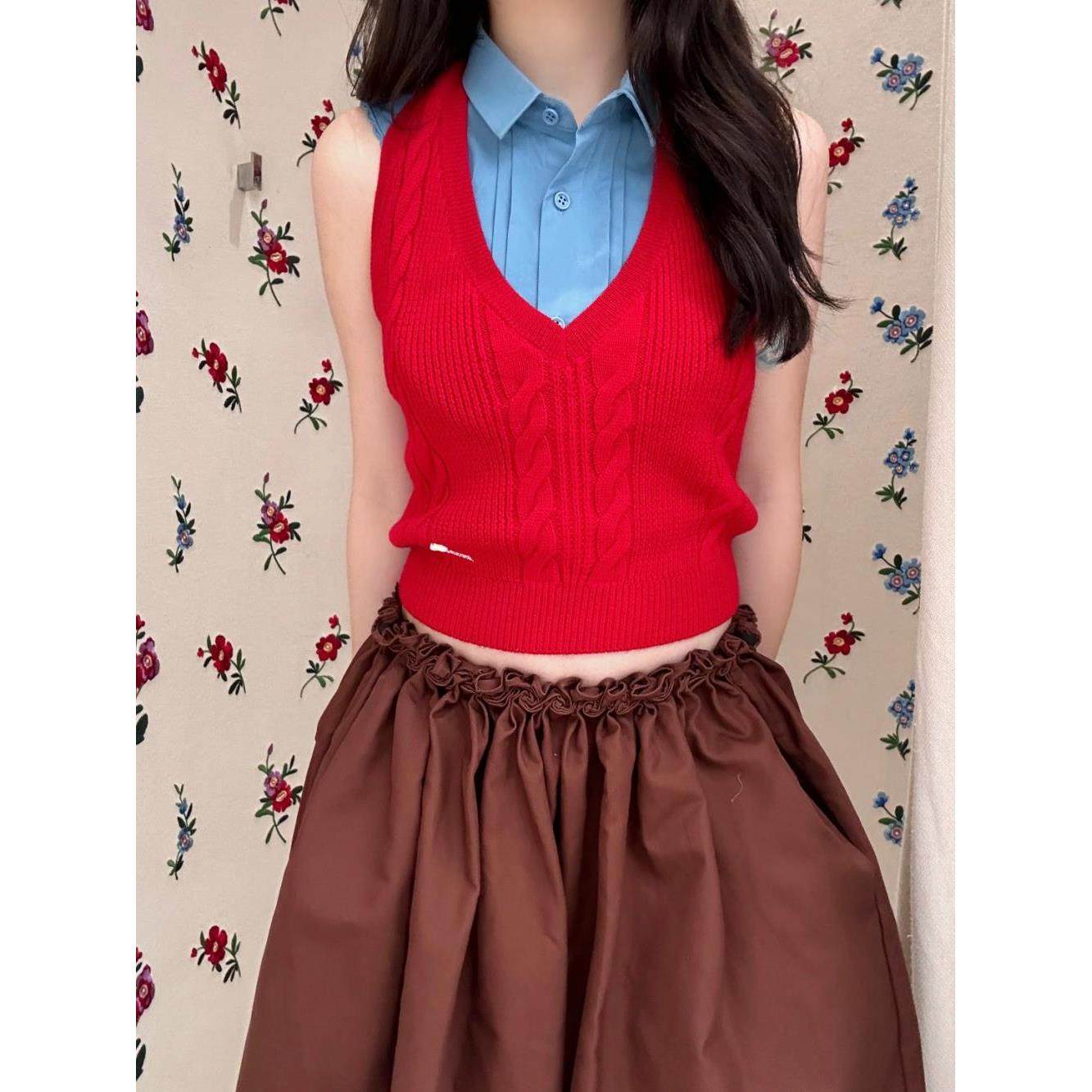 【zui高品质】sst周也同款V领挂脖针织短款背心少女SST上衣shushu,女装/女士精品,背心吊带,淘宝优惠券,粉丝福利购,淘宝优惠卷