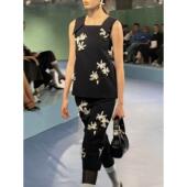 shushu优雅立体花朵装 zui高品质 饰背心上衣ton收腰直筒半身裙