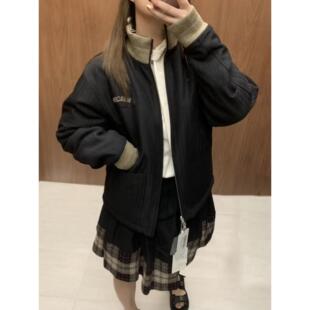 【zui高品质】marchen25冬廓形格纹毛呢外套上衣立领羊毛双面夹克