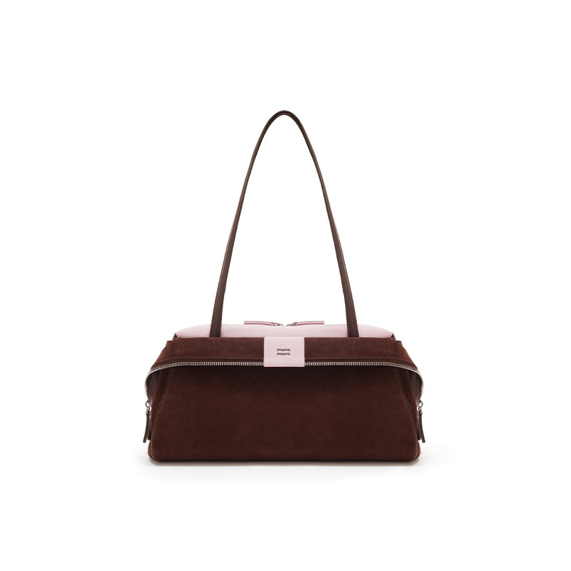 thumbnail for muva. Sandwich Bag Color-Block Cowhide Velvet Single Shoulder Bag for Women, Large Capacity Commuter Exquisite 2026 New Arrival