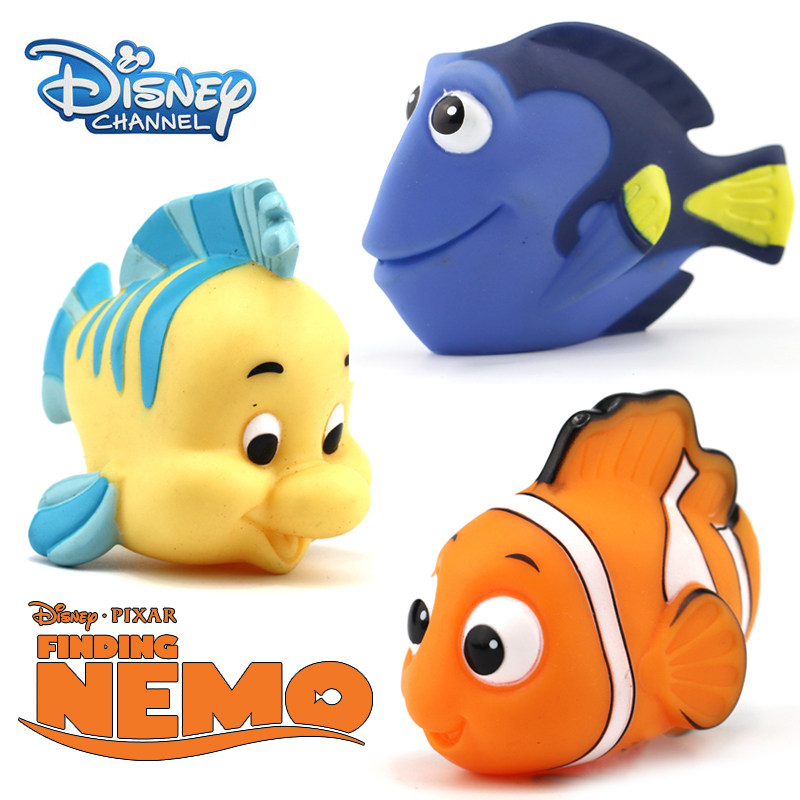 正版 迪士尼海底总动员 小丑鱼尼莫 多莉比目鱼小虎戏水搪胶玩具
