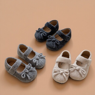 毛呢鞋子女童勃肯鞋2025秋冬新款儿童小皮鞋宝宝毛毛鞋舒适小单鞋