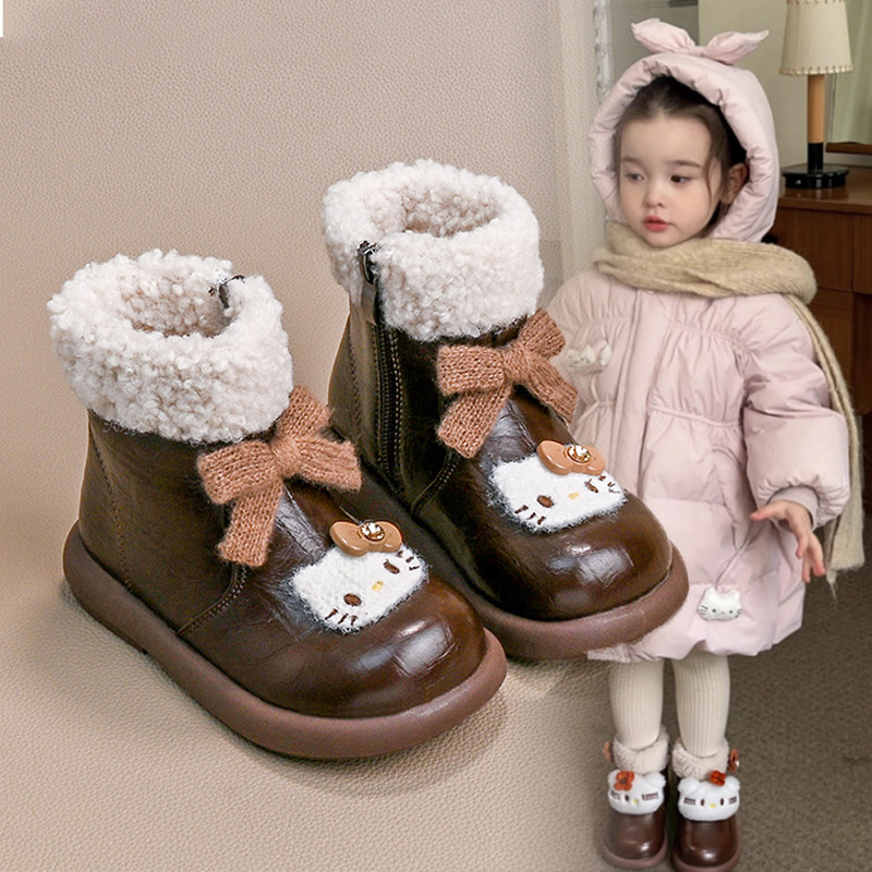 女童雪地靴冬季2025新款儿童大棉鞋加绒短靴加厚靴子女宝kt猫棉靴,童鞋/婴儿鞋/亲子鞋,雪地靴,淘宝优惠券,粉丝福利购,淘宝优惠卷