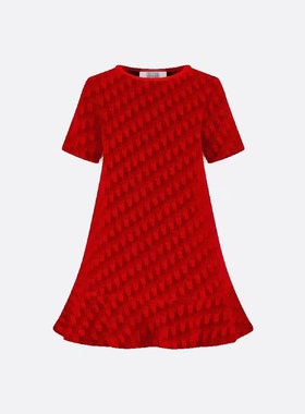 fei 23 新年红 女童 连衣裙 大红色喜庆·拜年服 丝绒天鹅绒提花