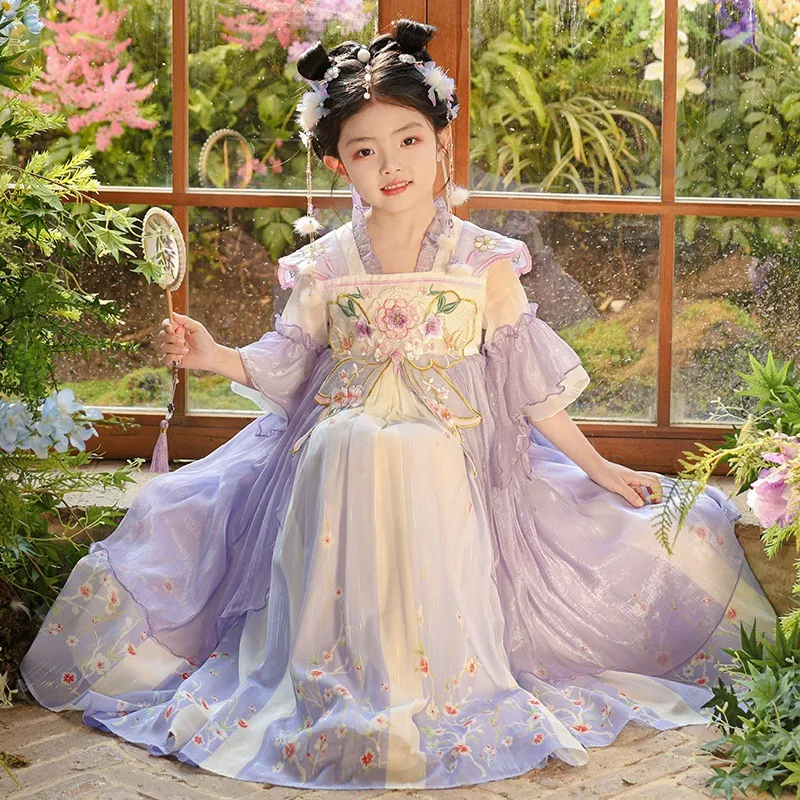 女童汉服春季儿童古装2025新款中国风唐装女孩古风春装公主连衣裙