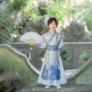 男童漢服原創(chuàng)秋季 中大童古裝 武俠明制唐裝 帥氣將軍演出服 新款