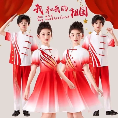 国庆儿童小红色爱国礼服合唱朗诵演讲比赛演出服表演服装女童