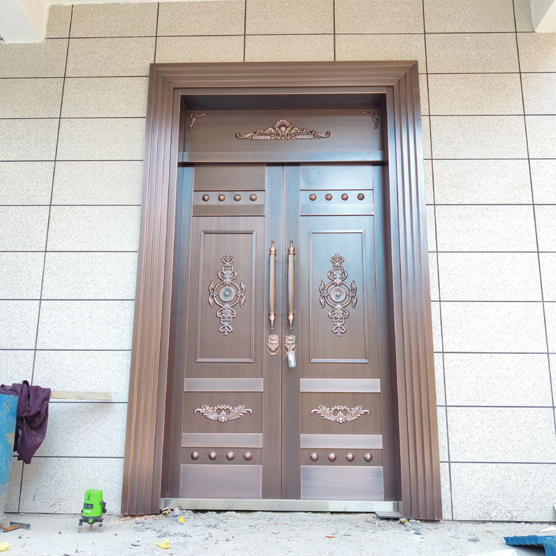 厂家定制铜门双开门别墅进户大门真铜门镀铜对开门纯铜门防盗门