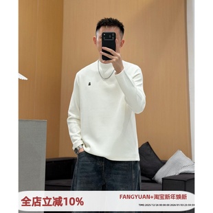 上衣潮t 秋冬宽松休闲保暖内搭男士 软糯亲肤薄绒长袖 T恤男2025新款
