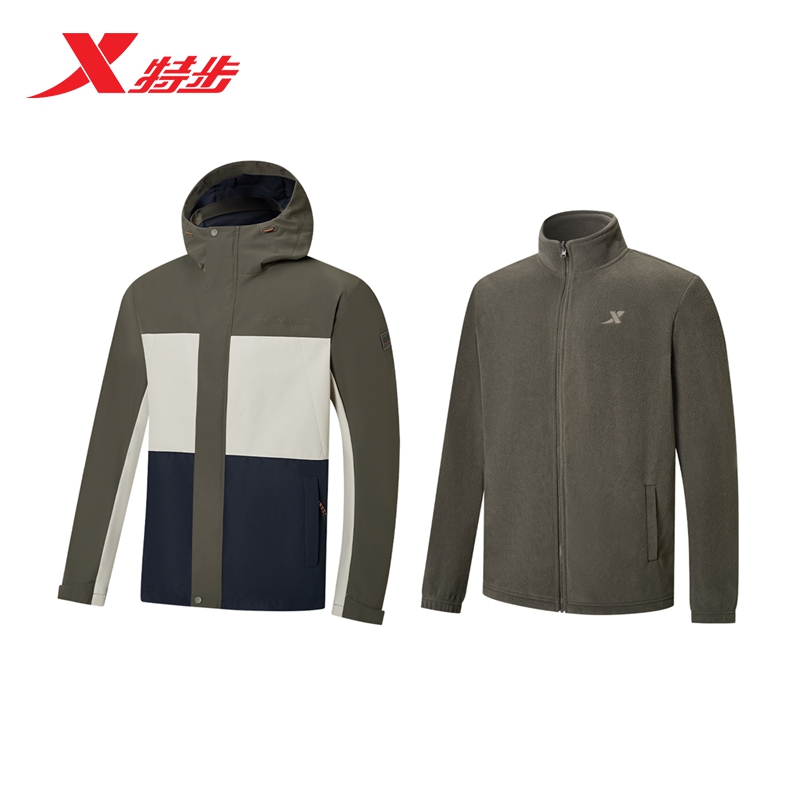 特步火烬薪传三合一风衣户外防风两件套冲锋衣加绒男976429660157