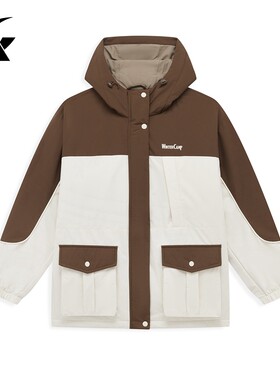 特步女棉服2024冬季新款保暖防风棉衣女连帽运动外套976428170264