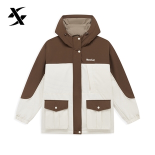 特步女棉服2024冬季新款保暖防风棉衣女连帽运动外套976428170264