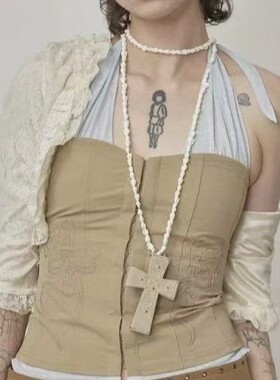 ~~~~~韩国小众 26新款 超越同款y2k小牛皮十字架项链卡包配饰挂件