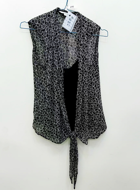 KAKO专柜品牌真丝拼接针织桑蚕丝黑色波点印花假两件套夏日女衬衫