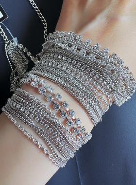 超长九层多用途满钻细软长链毛衣链腰链手链吊牌价签[满百包邮]