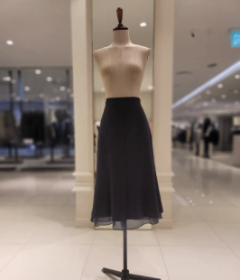 桑蚕丝纯真丝半身80CM长裙女夏季 A字百搭基础黑裙 高腰显瘦中长款