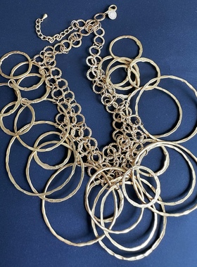 打标正品超有质感设计感烤金圈环走秀时装链【品牌孤品满百包邮】