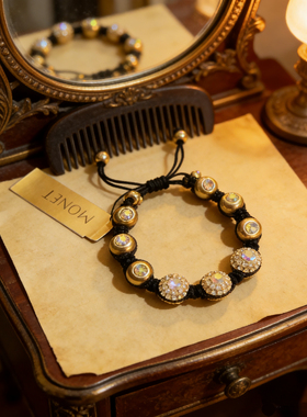 国际大品牌纯铜进口水钻超质感手链棉绳连接可自行调节长短