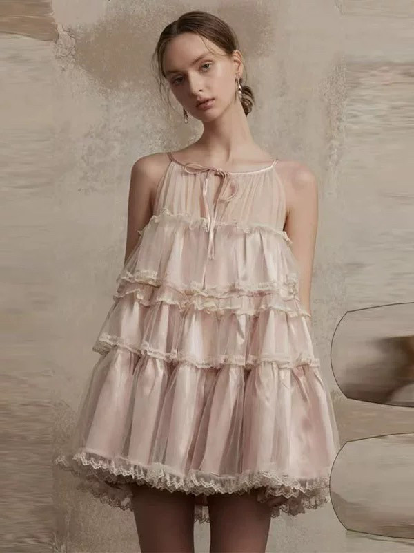 吊带连衣裙女夏季粉色蕾丝性感芭蕾蛋糕A字蓬蓬娃娃裙法式吊带裙,女装/女士精品,连衣裙,淘宝优惠券,粉丝福利购,淘宝优惠卷
