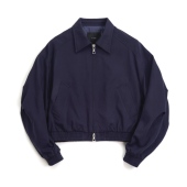 Jacket The General 法工蓝清水洗棉重缎厚斜铜氨春夏高腰短夹克