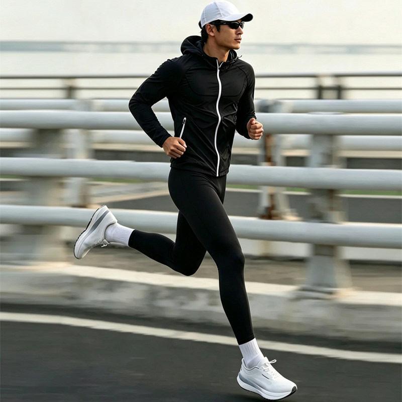 路伊梵男紧身拉链运动套装
