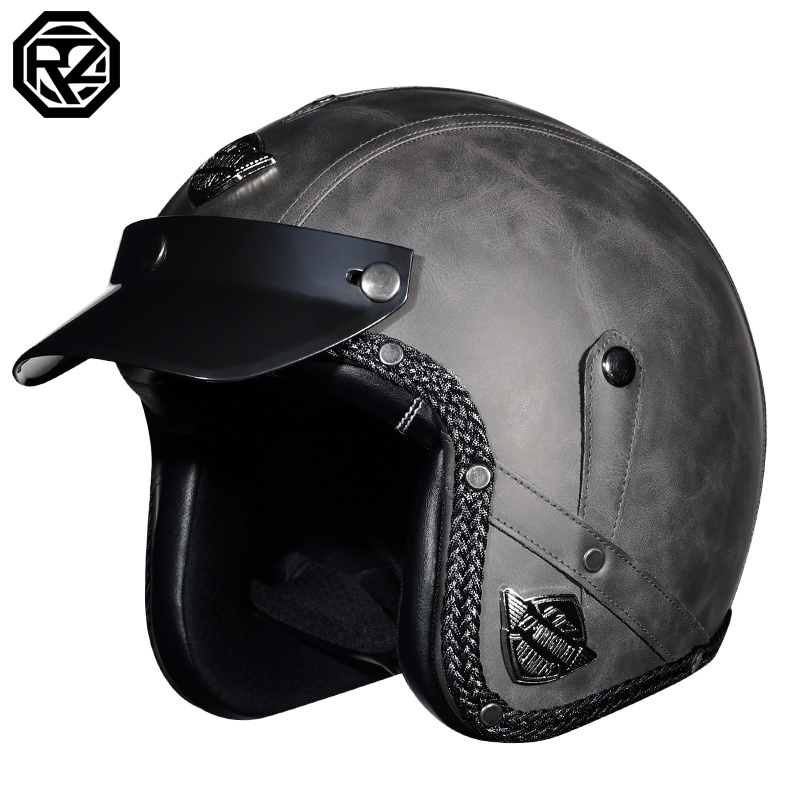 哈雷电动车头盔复古机车半盔男女春夏季覆式安全帽四季灰太子时尚