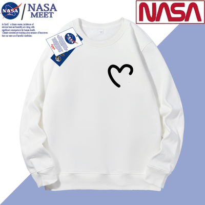 NASA联名款加绒卫衣男圆领休闲印花美式复古大码重磅春秋季打底衫