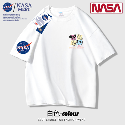 NASA纯棉短袖t恤男女体恤衫休闲潮流2025新款潮牌夏宽半袖松情侣