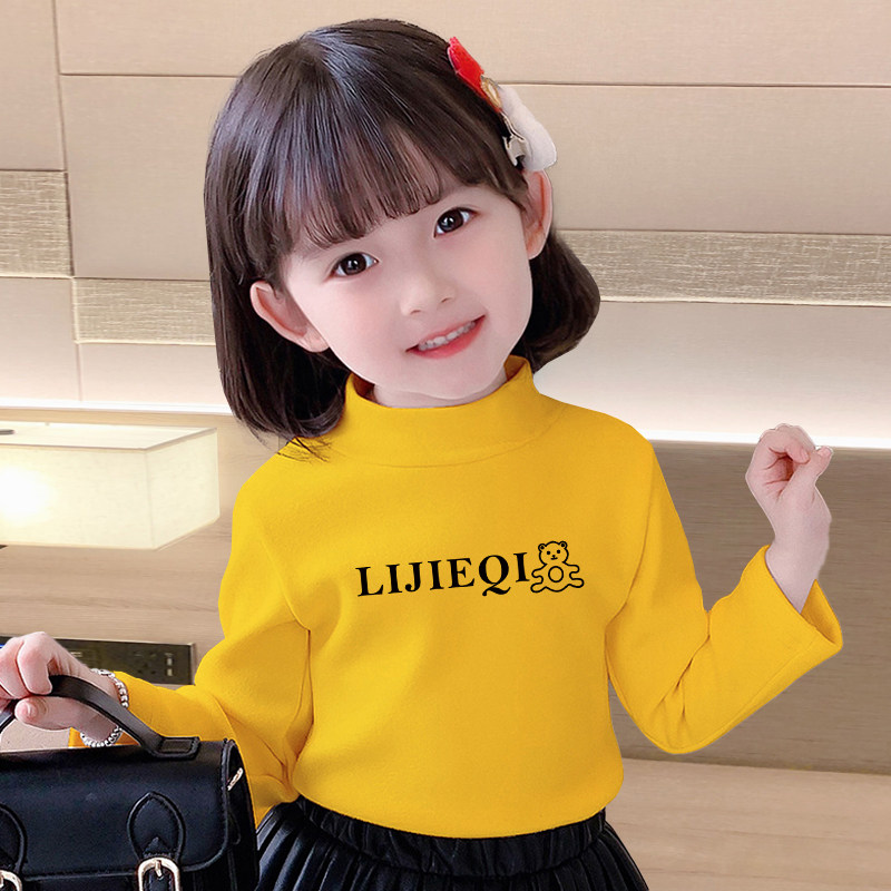 소년과 소녀를위한 어린이 양면 독일 벨벳 하프 터틀넥 셔츠 셔츠 열 속옷  가을 겨울 긴팔 탑