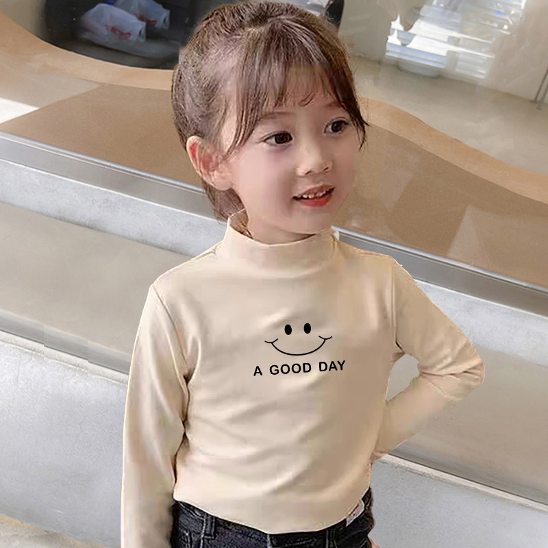 소년과 소녀 2023 새로운 DERONG 가을 겨울 의류 긴팔 티셔츠 반 터틀넥 바닥 셔츠 아동용 두꺼운 열 탑