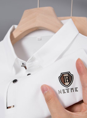 中年男士保罗polo衫短袖t恤poll爸爸夏装轻奢半袖plol上衣服p0lo