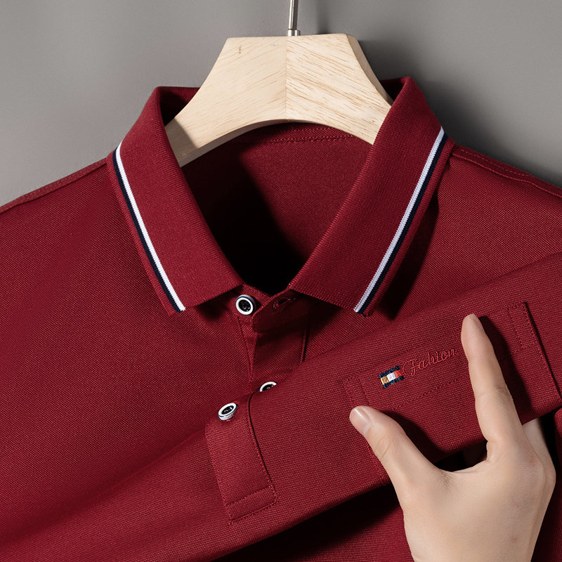 真口袋~男士夏季新款红色短袖POLO衫中年爸爸装翻领本命年上衣服,男装,T恤,淘宝优惠券,粉丝福利购,淘宝优惠卷
