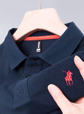 保罗男士POLO衫短袖t恤爸爸上衣服夏装paolo纯棉plol珠地棉paolou