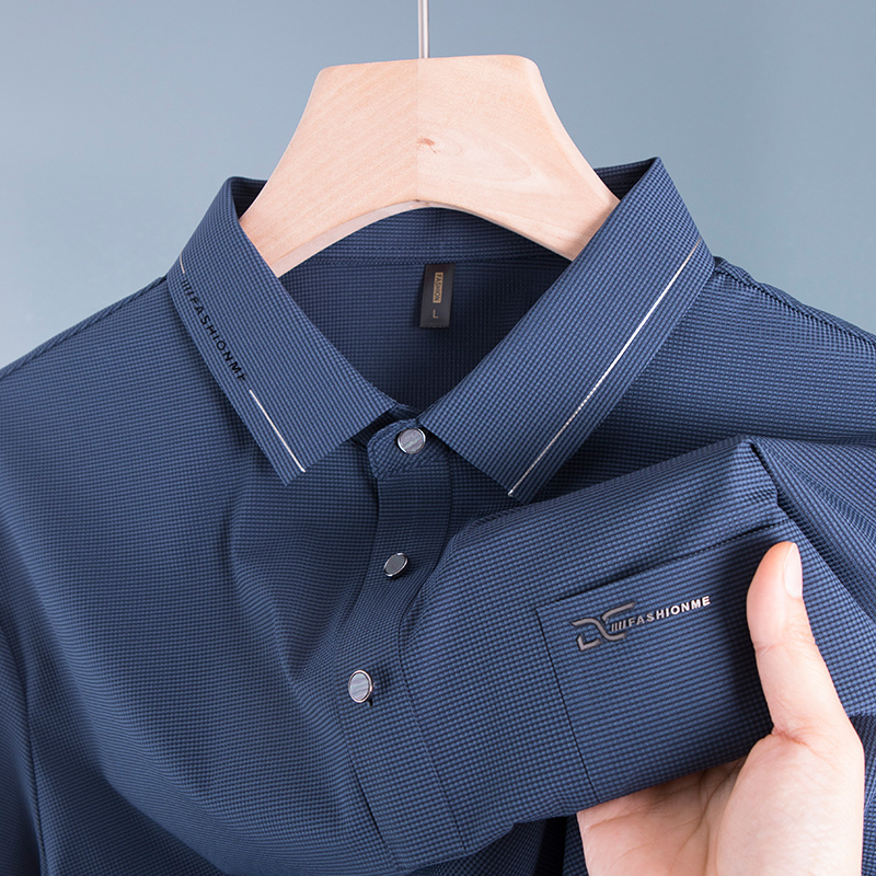 爸爸装纯色T恤凉感plol口袋上衣