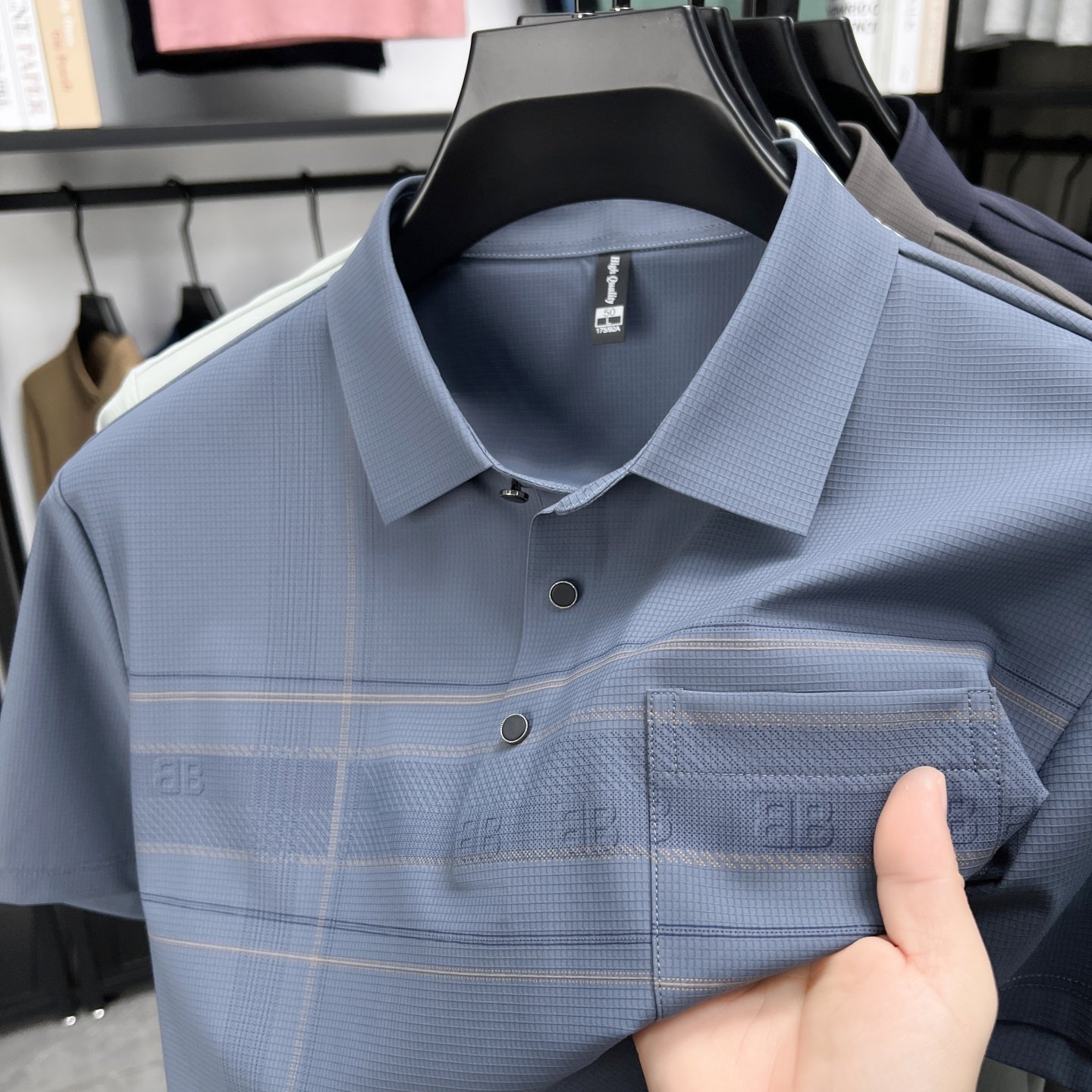 真口袋~男士夏季新款冰丝短袖T恤中年爸爸装翻领polo衫半袖上衣服