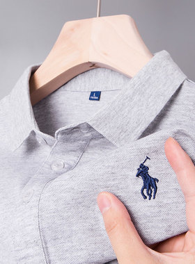 夏季男士POLO衫短袖t恤中年poli爸爸装冰丝plol上衣血战马标土