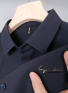 中年男士短袖polo衫冰丝父亲节实用礼物衬衫送爸爸夏装上衣服poli